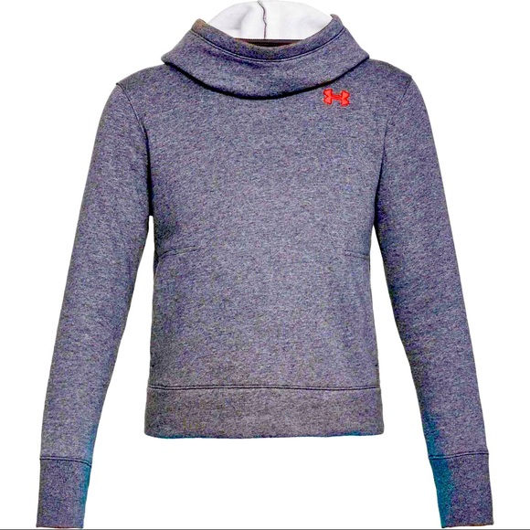 UNDER ARMOUR Hoodie Pullover Sweatshirt Cowl Neck Gray Large Women’s - Picture 2 of 16